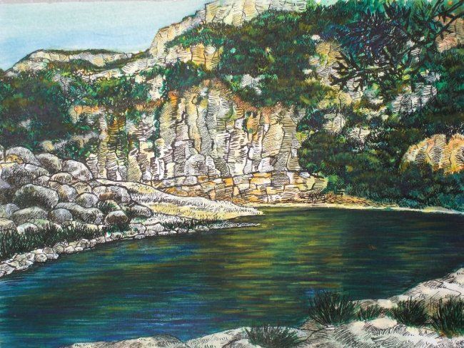 Les eaux calmes du Gardon en Provence